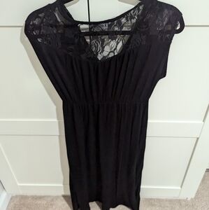 Black maternity dress with lace top